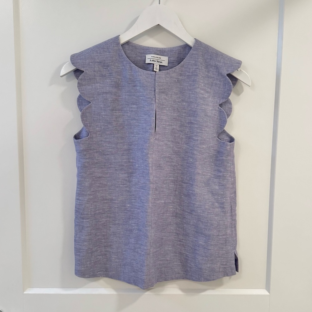 & Other Stories Scalloped Sleeveless Blouse - Blue